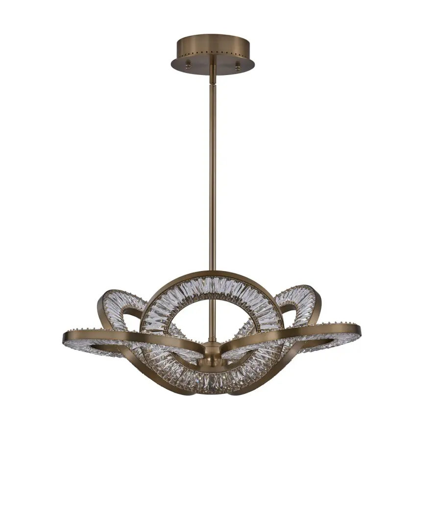 Rotondo Crystal LED Pendant in Winter Brass - Image 3