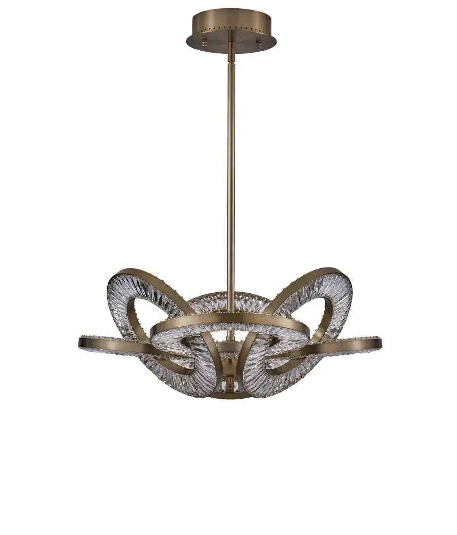 Rotondo Crystal LED Pendant in Winter Brass - Image 6