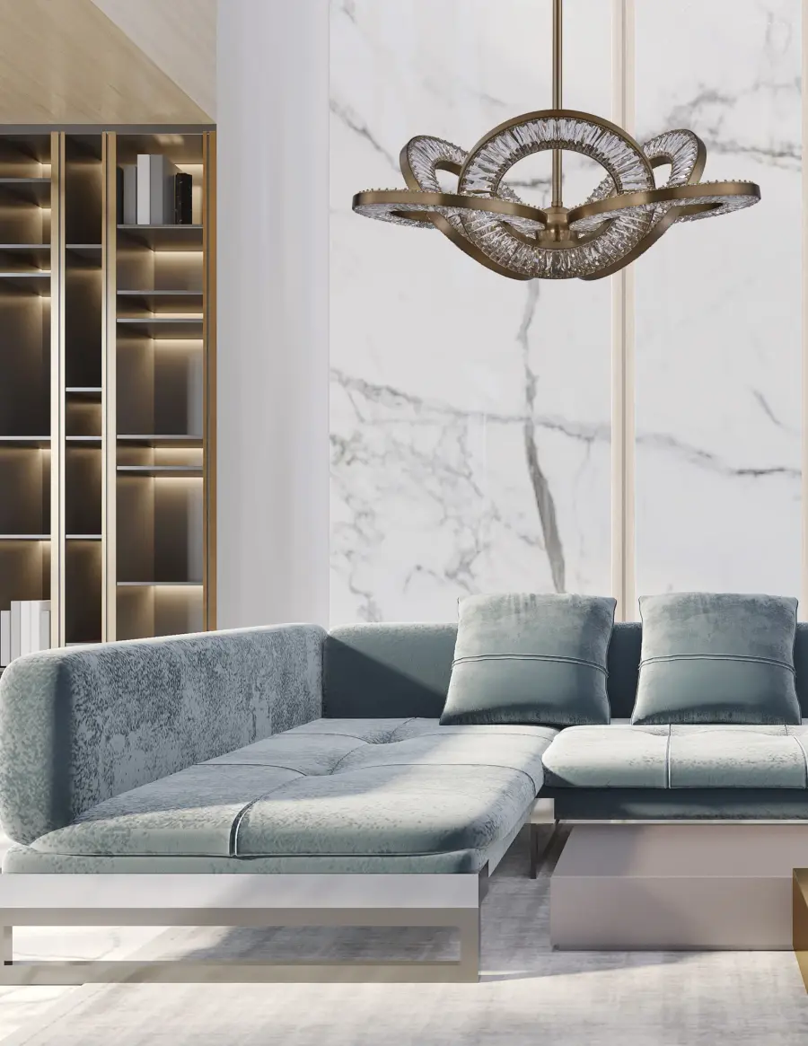 Rotondo Crystal LED Pendant in Winter Brass - Image 8