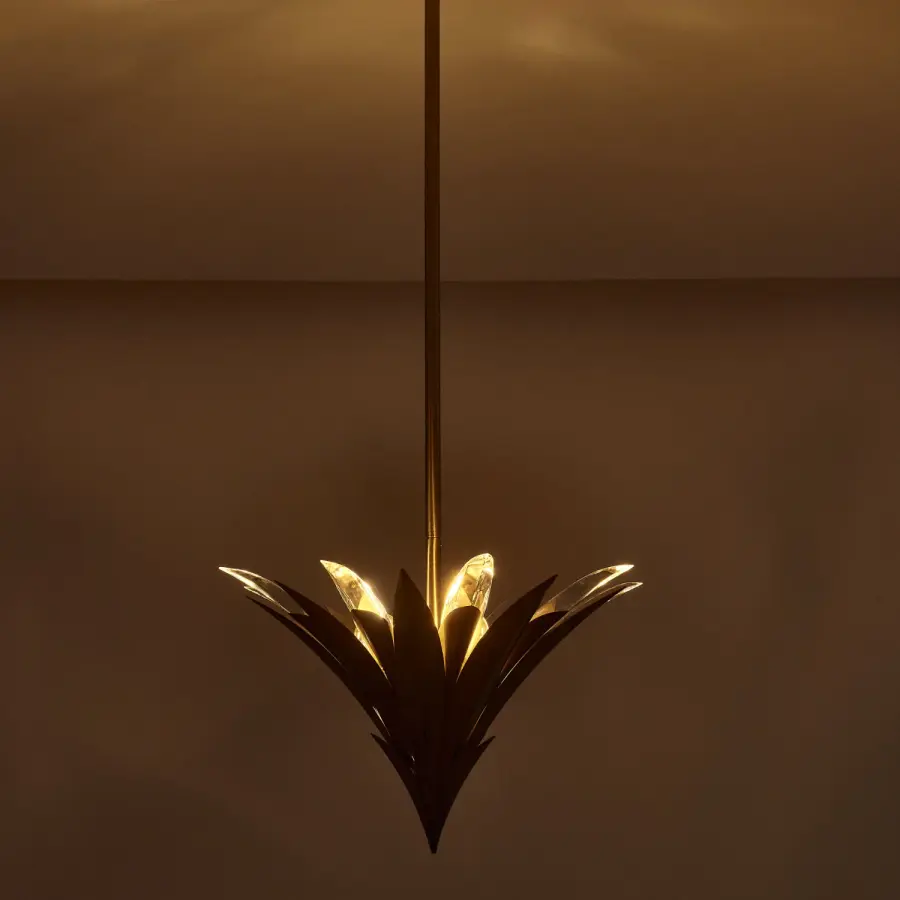 Roche 18" Crystal Pendant in Winter Brass - Image 2