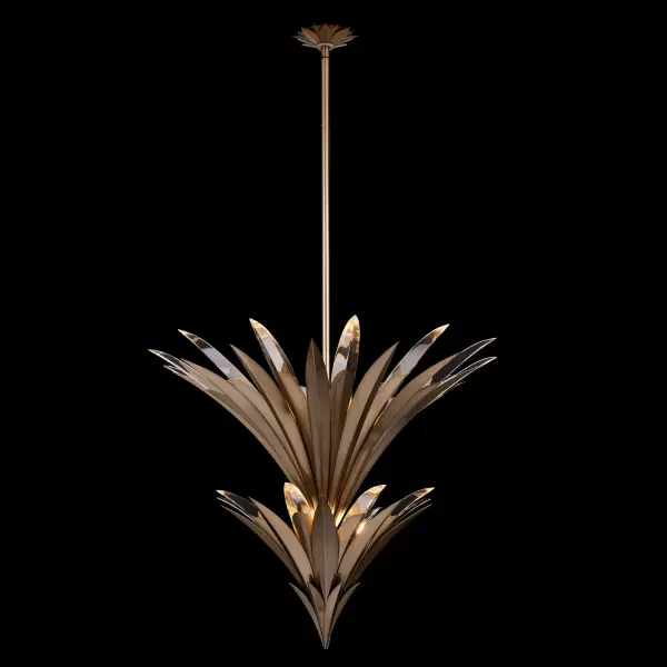 Roche 2-Tier Crystal Pendant in Winter Brass - Image 1