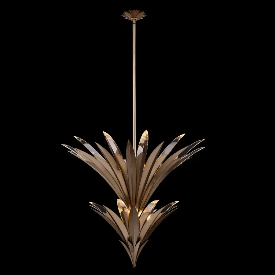 Roche 2-Tier Crystal Pendant in Winter Brass - Image 1