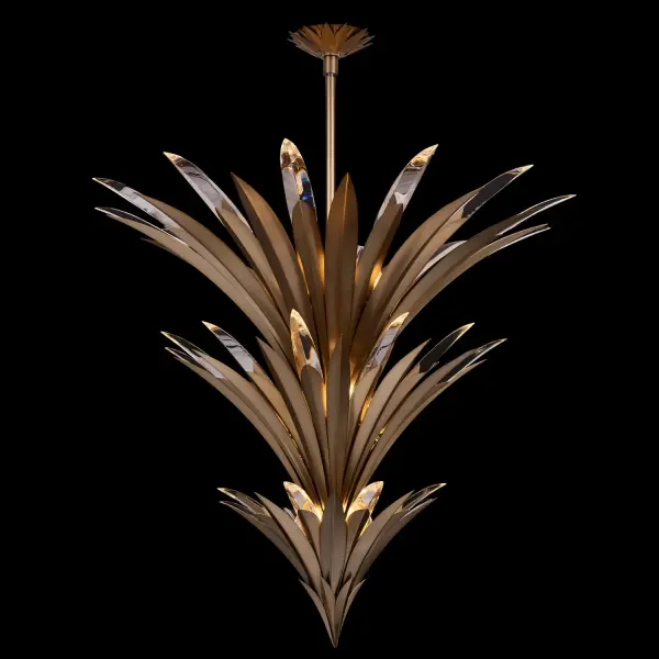 The Roche 3-Tier Pendant is a breathtaking 38-inch diameter fixture that combines vintage plaster-inspired design with luxurious Firenze crystal and Winter Brass finish. Perfect for grand foyers and high-ceiling spaces.
