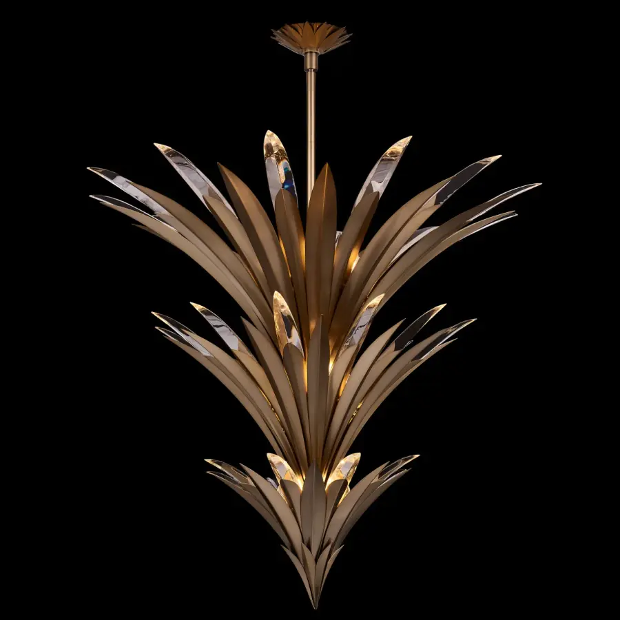 Roche 3-Tier Crystal Pendant in Winter Brass - Image 1