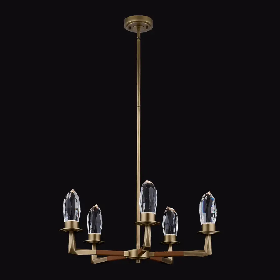 Misto 5-Light LED Chandelier in Satin Brass - Image 1