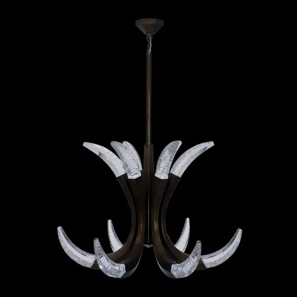 The Corna LED Chandelier transforms organic antler forms into a sophisticated modern statement piece. Its 39-inch hexagonal stainless steel framework features crystal accents and integrated LED technology, perfect for grand spaces.
