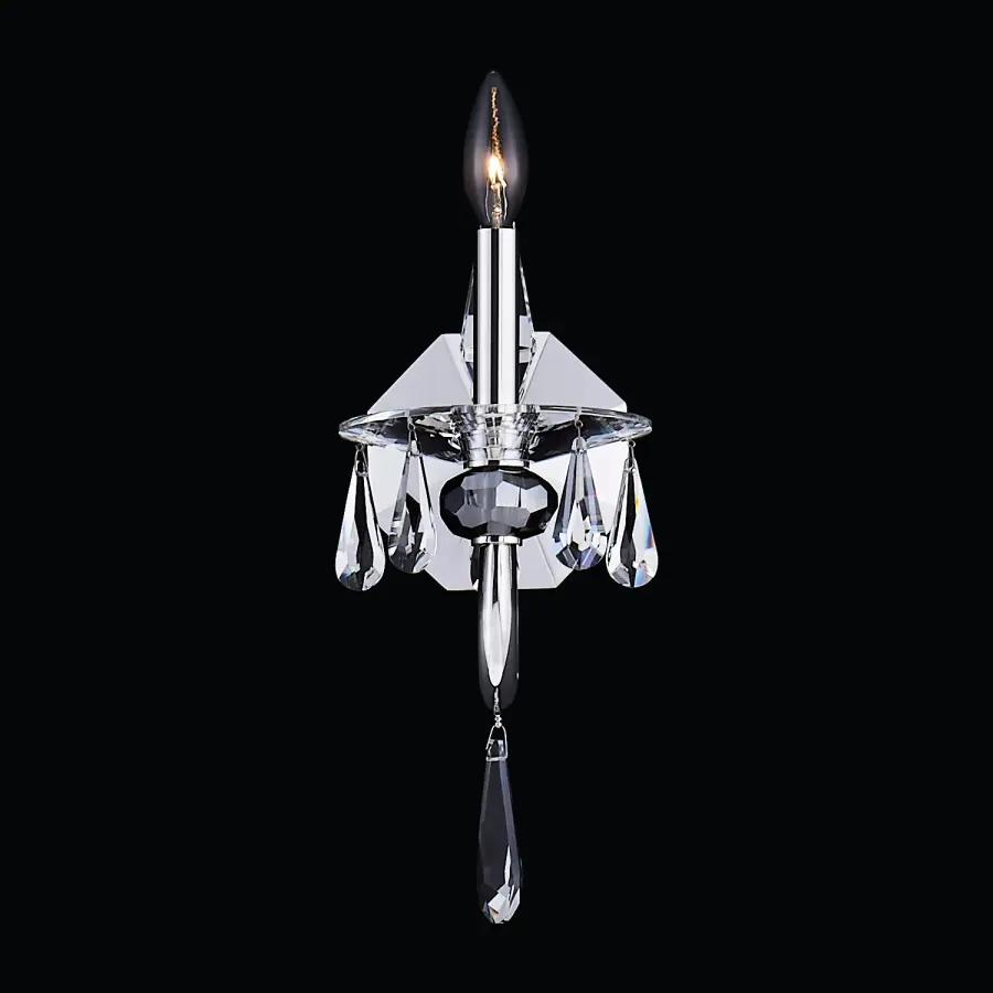 Passo Polished Silver Crystal Wall Sconce - Image 1
