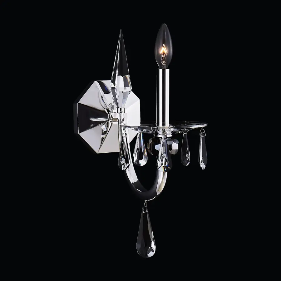 Passo Polished Silver Crystal Wall Sconce - Image 2