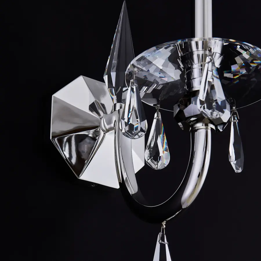 Passo Polished Silver Crystal Wall Sconce - Image 3