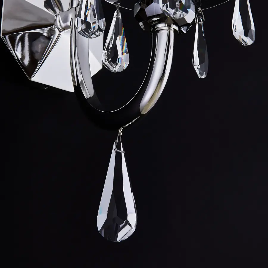 Passo Polished Silver Crystal Wall Sconce - Image 4