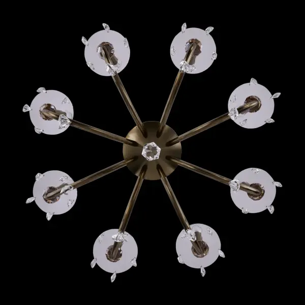 The Passo chandelier masterfully blends traditional crystal luxury with modern sensibility. Its 34-inch diameter and polished faceted Firenze Crystal create stunning light refraction, while the Brushed Champagne Gold finish adds warmth and contemporary appeal. - alternate view