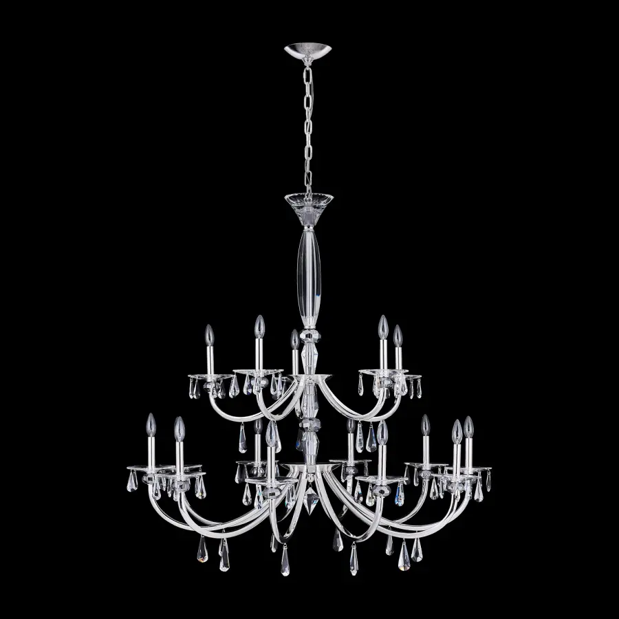 Passo 15-Light Crystal Chandelier in Polished Silver - Image 1