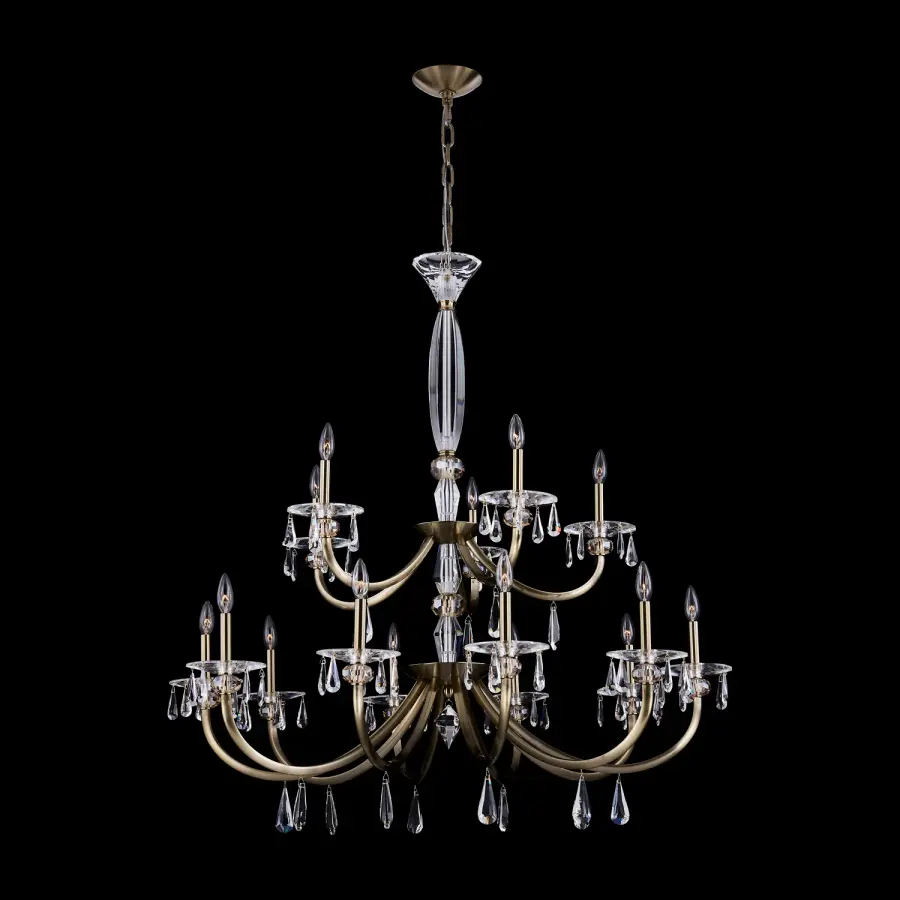 Passo 15-Light Crystal Chandelier in Champagne Gold - Image 1