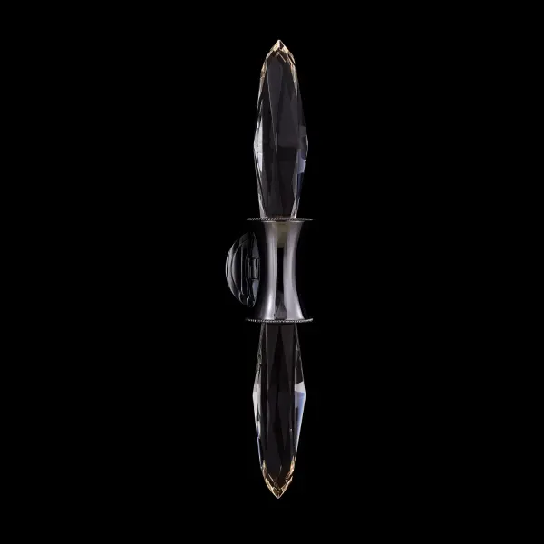 The Mostra LED Wall Sconce transforms any space into a gallery-worthy display with its illuminated crystal column design. Inspired by museum pedestals, this 27-inch tall fixture combines polished chrome with premium crystal for a sophisticated glow. Perfect for powder rooms and closets where refined lighting meets functional art. - alternate view