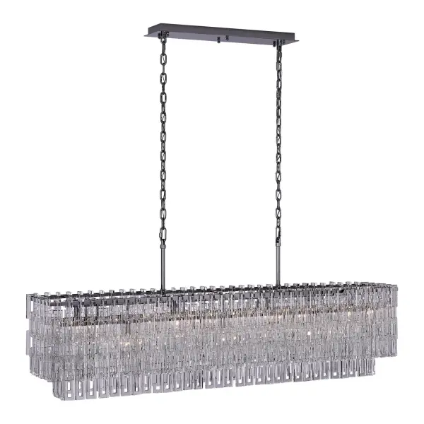 The Catene linear pendant transforms any space with its cascading crystal chain links that shimmer like a waterfall. At 60 inches long, this dramatic fixture commands attention while the geometric crystal design adds textural depth and luxury. - alternate view