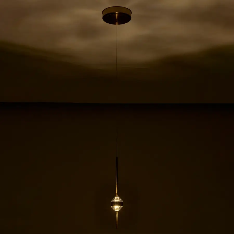 Goccia 6.25" LED Winter Brass Chandelier - Image 9