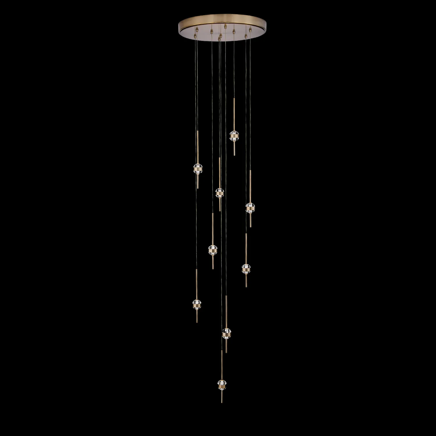 Goccia 21.75" LED Winter Brass Chandelier