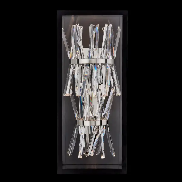 The Glacier Esterno combines Allegri's signature Firenze crystal with weather-resistant stainless steel construction. At 24.5" tall, this statement piece delivers sophisticated outdoor illumination with integrated LED technology and wet-rated durability.