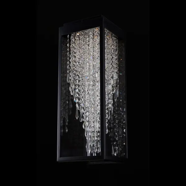 The Tenuta combines Allegri's signature Firenze crystal with weather-resistant stainless steel construction. This contemporary flush mount delivers elegant illumination for covered outdoor spaces with advanced LED technology and WET safety rating.