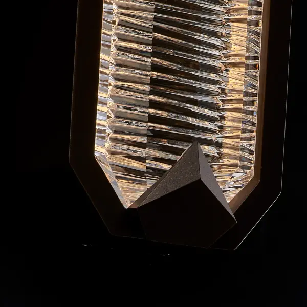 The Carato outdoor wall sconce combines luxury crystal design with durable fluorocarbon bronze finish, creating a sophisticated lighting solution that withstands harsh outdoor environments while delivering brilliant light refraction. - alternate view