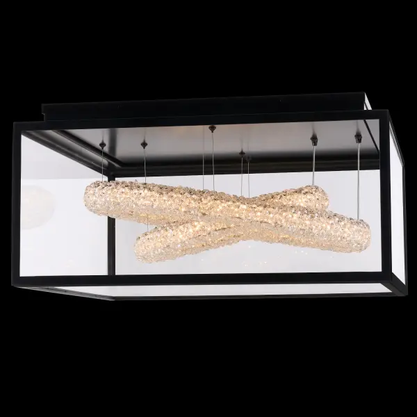 The Lina 32" combines Allegri's signature Firenze crystal with weather-resistant stainless steel in a bold contemporary design. Advanced LED technology and wet-rated construction make this oversized flush mount ideal for covered outdoor areas.