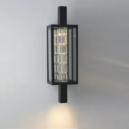 Striking Contemporary Outdoor Sconce with Crystal Elegance - Image 1