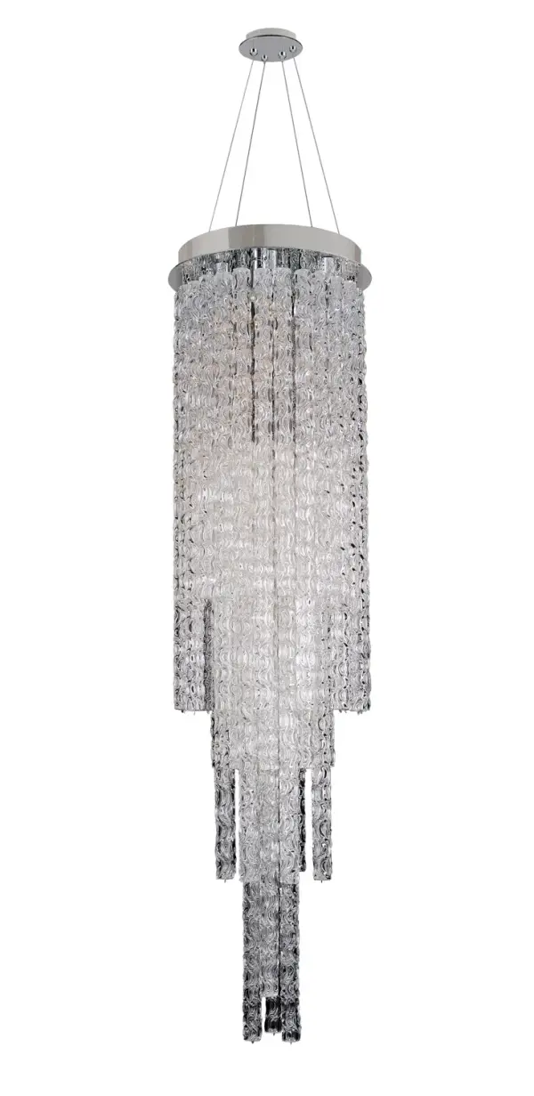 The Collection was inspired by the famed artist`s painting: The Birth of Venus. These undulating wands of hand-blown crystal, an exclusive Manufacturer shape, cascade like the hair of Collection`s Venus. Combining inspiration from the Renaissance and Manufacturer`s Chrome finish, this collection is modern and timeless Collection: Botticelli Rooms: Garage, Familyroom, Hallway, Bedroom Finish: Chrome Width: 16.00" Height: 59.00" Weight: 87.00 lb Chain: 96`` Wire: 120`` Canopy: 6.5``x1.5`` Number of Bulbs: 4 Maximum Wattage: 50.00 W Bulb Base: GU10 Dimmable Voltage: 120.00 V Material: Steel Country of Origin: China Safety Listing: Dry Safety Rating: cETL