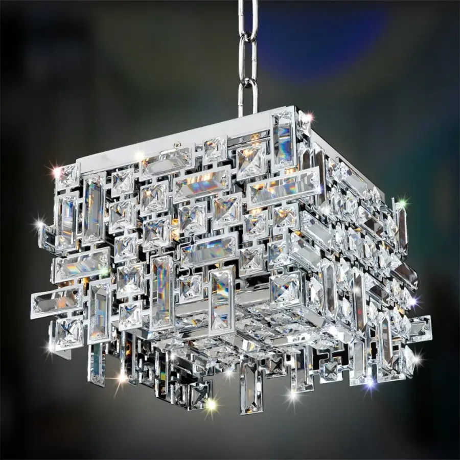 Vermeer 4 Light Square Flush Mount in Polished Chrome