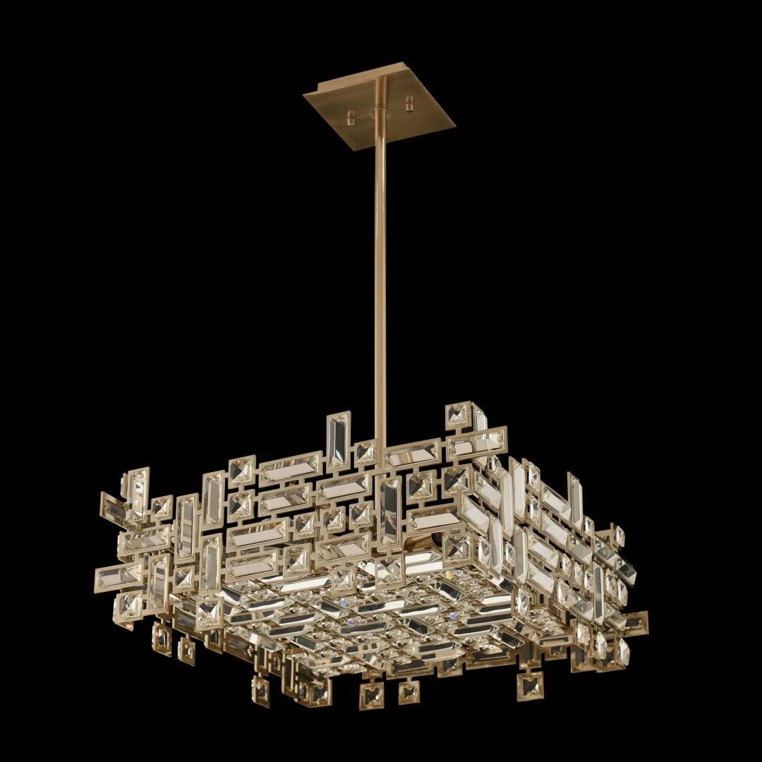 Vermeer 21" Square Pendant in Brushed Champagne Gold