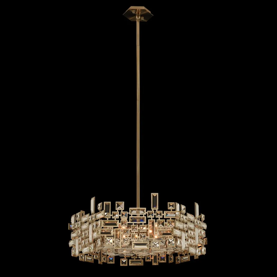 Vermeer 24" Hexagonal Pendant in Brushed Champagne Gold