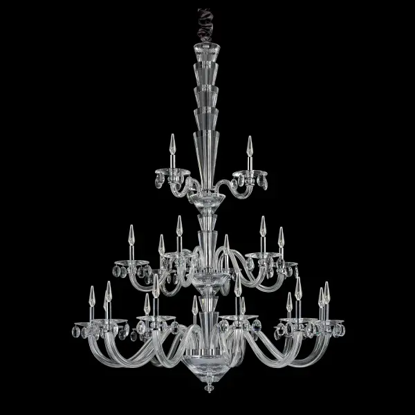 The Fanshawe 21-light chandelier is a breathtaking fusion of Art Deco glamour and Venetian craftsmanship. With 52" diameter and hand-blown glass arms adorned with Firenze crystal, this showstopper demands grand spaces.