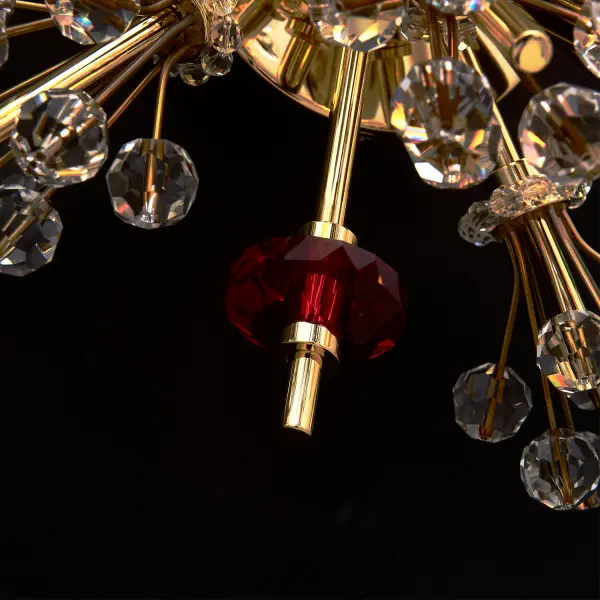 The Constellation Color Wall Sconce blends Mid-Century inspiration with Hollywood glamour. Featuring Firenze Crystal accents in mixed colors and an 18K Gold finish, this compact fixture adds sophisticated sparkle to any space. - alternate view