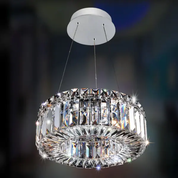 Rondelle 12" Crystal Pendant in Polished Chrome