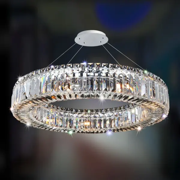 Rondelle 26" Crystal Pendant in Polished Chrome