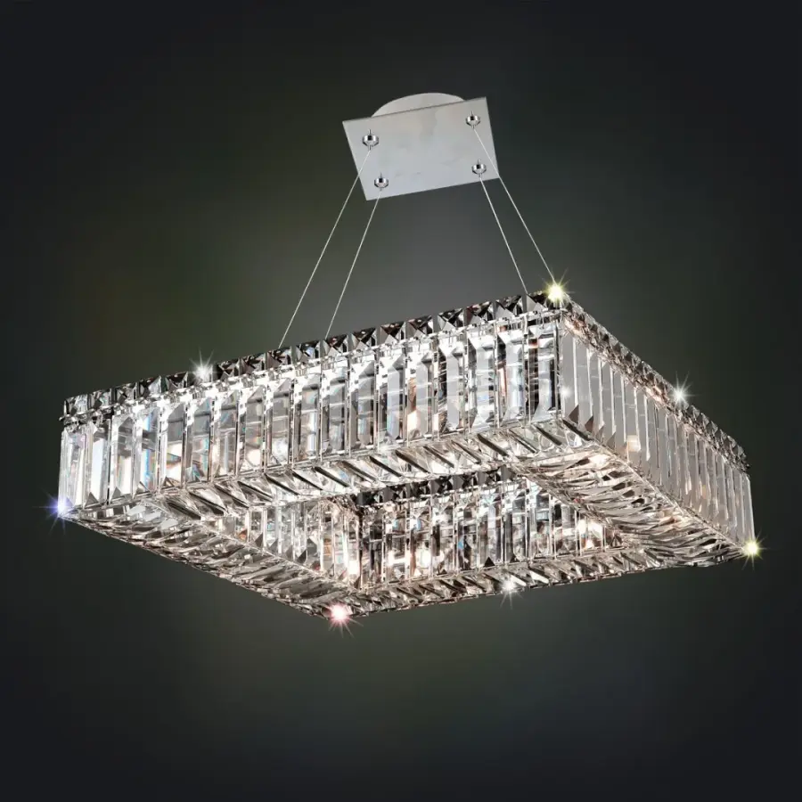 Quadro 18" Square Crystal Pendant