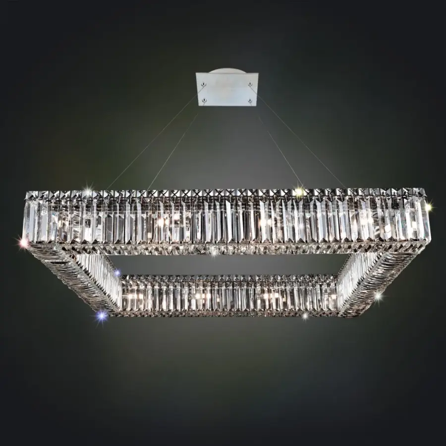 Quadro 35" Square Crystal Pendant in Polished Chrome