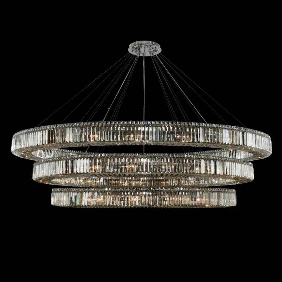 Rondelle 3-Tier Crystal Pendant Chandelier