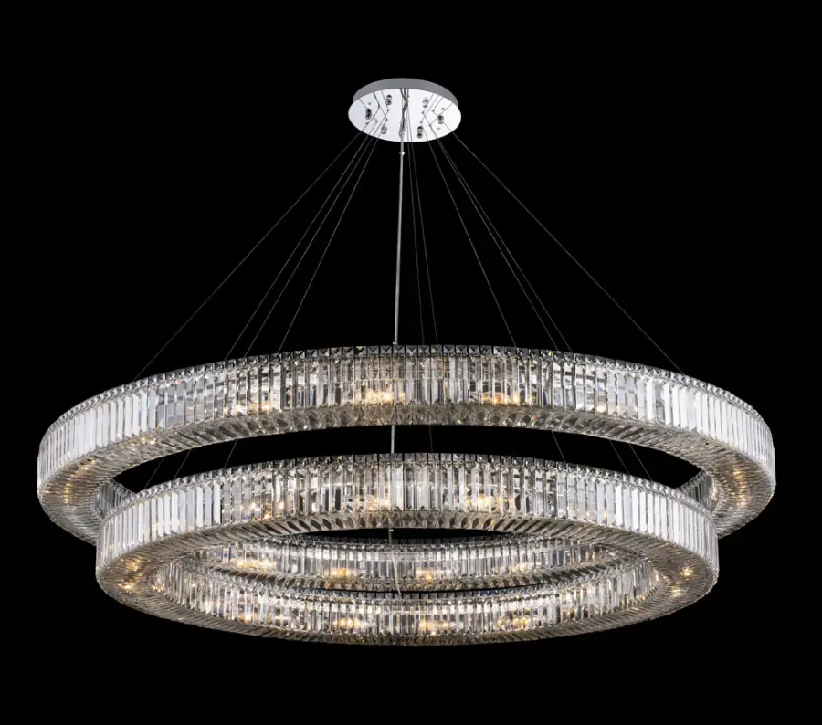Rondelle 2-Tier Crystal Pendant - 72" Diameter