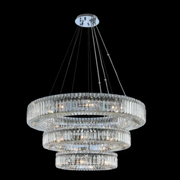 Quantum Rondelle 21-Light 3-Tier Crystal Pendant