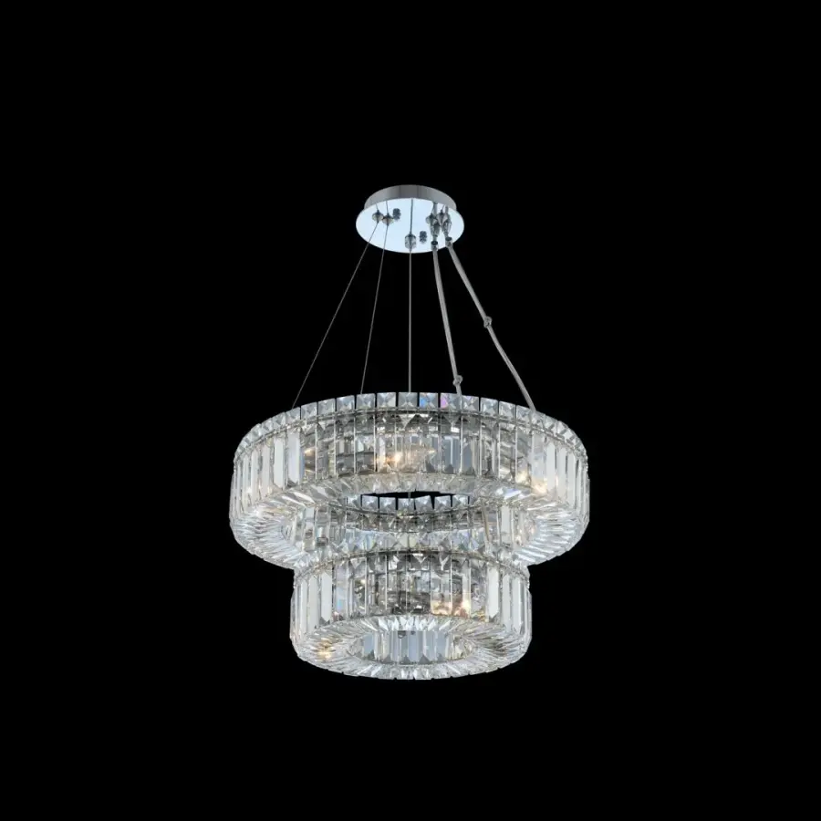 Quantum Rondelle 9-Light 2-Tier Crystal Pendant