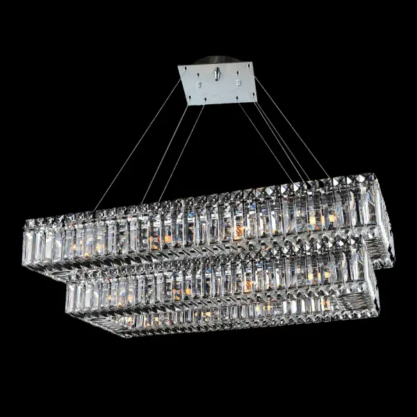 Baguette 43" Rectangular 2-Tier Crystal Pendant
