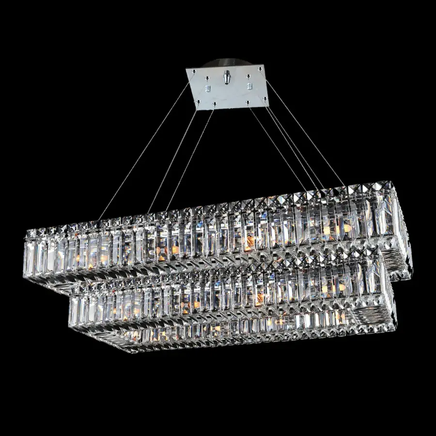 Baguette 43" Rectangular 2-Tier Crystal Pendant
