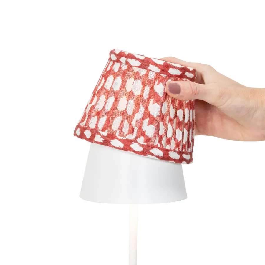 Zafferano x Fermoie Wicker Pattern Fabric Lampshade - Red - Image 2