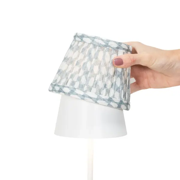 Zafferano x Fermoie Wicker Pattern Fabric Lampshade - Light Blue - Image 17