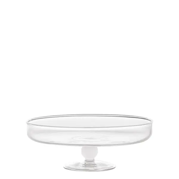 The Bilia Small Serving Stand combines Italian design elegance with practical functionality. Made from lightweight, thermal-shock resistant borosilicate glass with a signature opaque sphere stem.