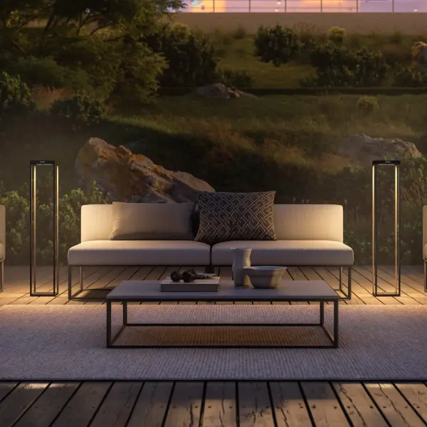 The Radia Mega combines eco-friendly solar charging with sophisticated design. At 43" tall, this cordless LED bollard delivers warm 3000K light for 23-25 hours per charge with automatic daylight sensing and IP65 weather protection.