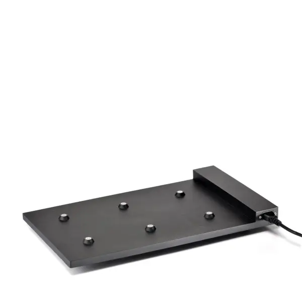 Modular charging platform accommodates up to 6 cordless lamps simultaneously. Expandable design allows up to 10 platforms to connect for charging 60 lamps from a single outlet, making it ideal for hospitality and commercial applications.