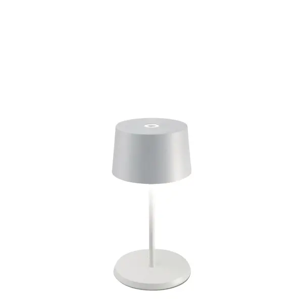 The Olivia Pro Mini is a compact, battery-powered cordless lamp offering 9 hours of runtime, touch dimming, and three color temperature settings. IP65-rated for outdoor use with painted finishes, it includes induction charging.