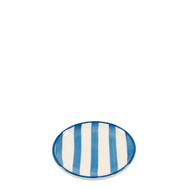 The Lido dessert plates bring authentic Italian craftsmanship to your table with playful striped patterns. Handmade ceramic construction offers durability and style for everyday dining or special occasions.