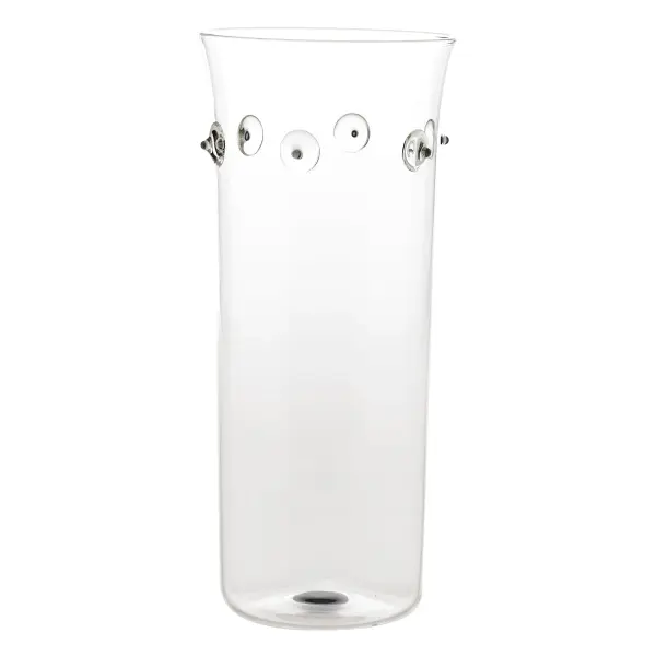 The Patéa Tall Vase brings coastal sophistication to any space with hand-blown borosilicate glass featuring delicate seashell-inspired decorations and colorful accents. Practical yet elegant, it's thermal shock resistant and dishwasher-safe. - alternate view